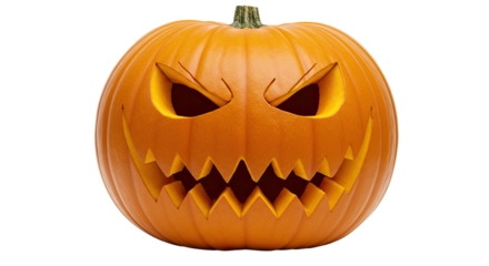 Spooky Halloween Pumpkin with Carved Face.