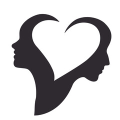 couple people faces heart shape