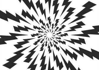Comic background with thunder and lightning. Vector cartoon and radial pattern of bolts. background like exploding in frame. Abstract light explosion effect. Manga speed line