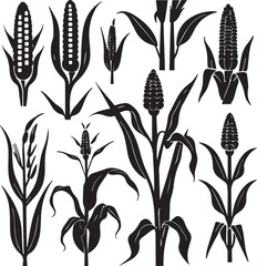 Seamless Black Corn Plant Pattern"