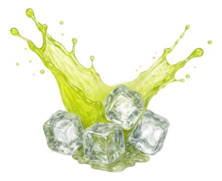 Margarita mix crashing into ice, with a citrusy mist rising.