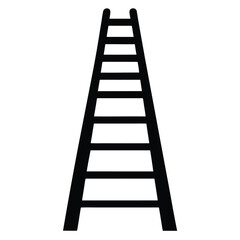 A simple silhouette of a ladder, isolated on white, symbolizing ascent, progress, and reaching new heights.