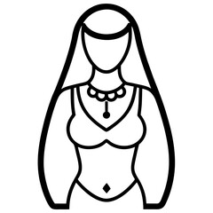 Elegant line art illustration of a belly dancer in costume with a flowing veil