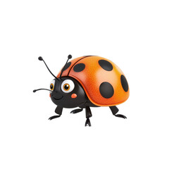 A 3D cartoon ladybug character, isolate on white background, designed with whimsical and charming features. PNG