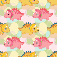 Cute dinosaur pattern on pastel background