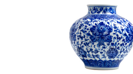 Blue and White Porcelain Vase, isolated on transparent background