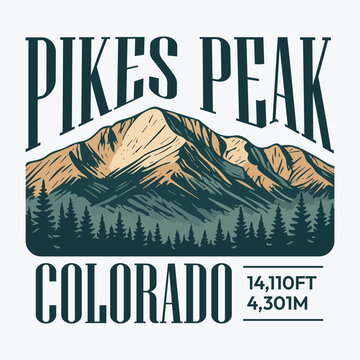 Pikes Peak, Colorado - Adventure t-shirt design for tourism