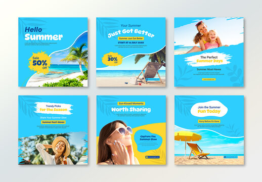 Vibrant Summer Social Media Post Template for Travel and Promotions