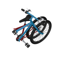High-resolution 3D render of a modern folding MTB bike, shown in both its compact folded and fully assembled states, ideal for urban commuting and outdoor adventures, on a PNG Transparent HD
