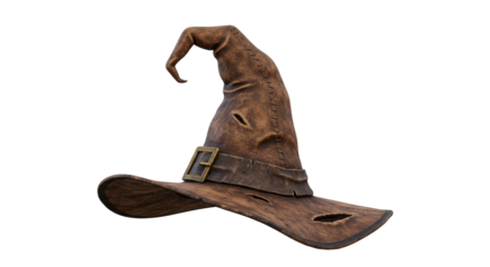Worn Vintage Witchs Hat with Stitching.