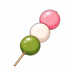 Colorful Japanese Dango Mochi Sweet Dessert on a Skewer Traditional Food Illustration