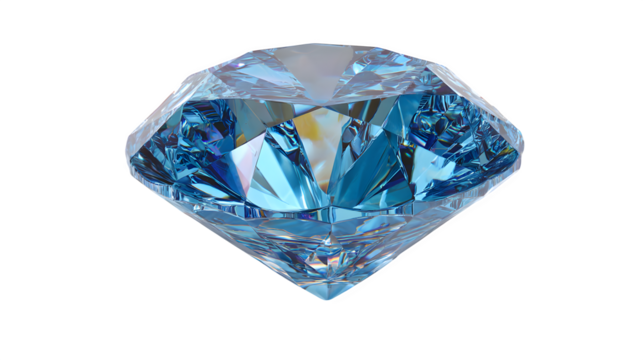 Blue Diamond 3d rendered, isolated on transparent background