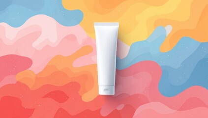 White tube product on vibrant colorful background