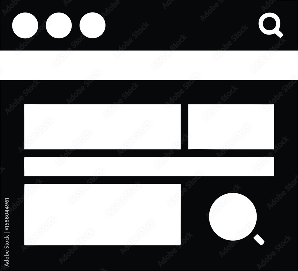Poster minimalist vector icon of a web browser with a clean design isolated on transparent background