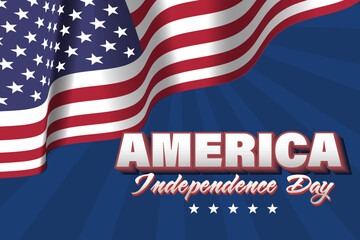 Independence Day Vector with American Flag and Festive Text.