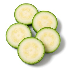 slices of zucchini isolated on white