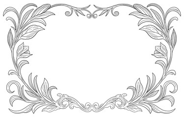engraving vintage style, floral border and frame