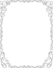engraving vintage style, floral border and frame