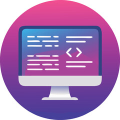 Fototapeta premium Sleek flat icon of a desktop computer monitor perfect for technology and digital interface designs isolated on transparent background