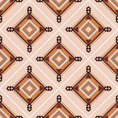 Brown geometric native ethnic seamless pattern. Tribal vector texture. Aztec style. Native ethnic motif. Navajo pattern. Ideas for elaborate borders, wallpapers, tiles, and textiles.