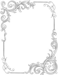 engraving vintage style, floral border and frame