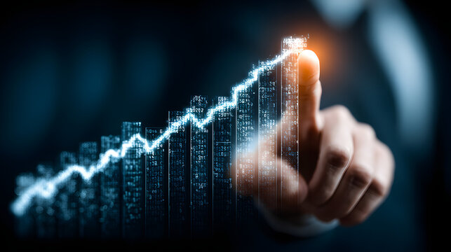 Gr&aacute;fico econom&iacute;a finanzas holograma