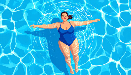 Flat Illustration of Plus Size People Doing Sports Activities