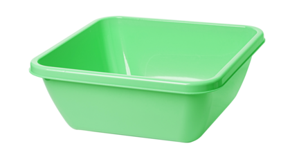 Empty light green plastic basin isolated on white background