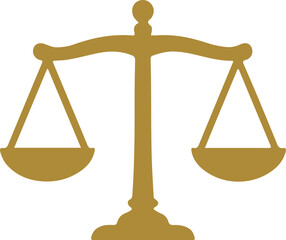 Golden Scales of Justice: A captivating emblem of the scales of justice, rendered in elegant gold against clean backdrop, symbolize fairness, law, and impartiality in the pursuit of truth.