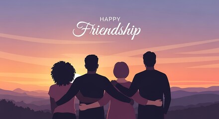 Friends in Sunset - Happy Friendship