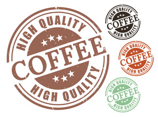 High Quality Coffee Stamp Vector Set, Grunge Style Premium Roast Label Pack  