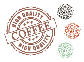 High Quality Coffee Product Stamp Set, Grunge Style Authentic Roast Labels  