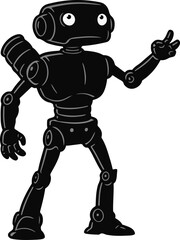 Robot Boy Minimalist Cyborg Silhouette Illustration