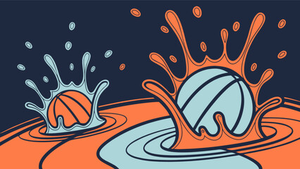 Basketball splash art vector illustration for sports themes and graphic design projects download now free use