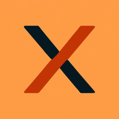 Obraz premium Red and black x crossing over each other on orange background