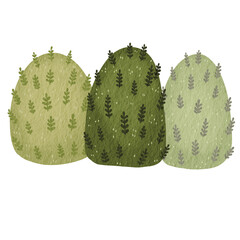 Green bush watercolor illustration for decoration on garden and nature landscape.