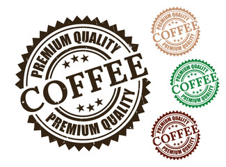 Premium Quality Coffee Label Pack, Grunge Style Authentic Brew Vector Stamps  