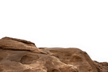 Rock formations in the desert of Egypt on a white isolated background.