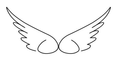 Elegant Angel Wings Outline Vector Art