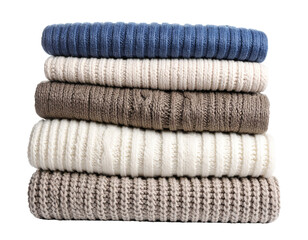 Stack of sweaters, isolated on transparent background