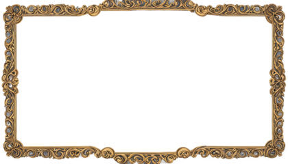 antique gold picture frame. old wooden picture vintage style frame. golden frame with design