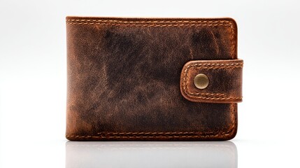 Showcasing classic brown leather wallet studio setting product photography minimalist style close-up view craftsmanship focus