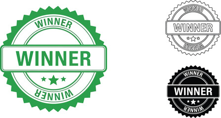 Fototapeta premium Green winner seal with star element showcasing success in graphic design