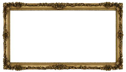antique gold picture frame. old wooden picture vintage style frame. golden frame with design