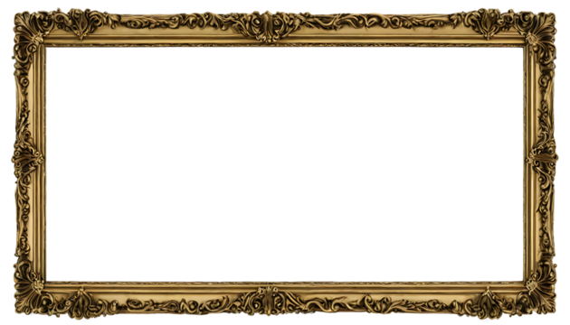 antique gold picture frame. old wooden picture vintage style frame. golden frame with design - Powered by Adobe