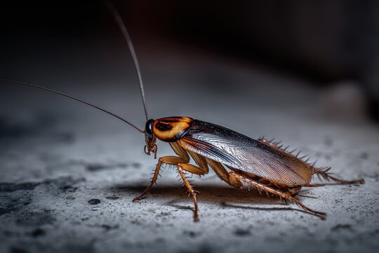 Cockroach In House. Nocturnal Pest Control: American Cockroach Infestation in Unhealthy Home Environment