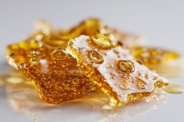 Concentrate Cannabis. Chem Star Shatter Art Object in Vibrant Colorado Colors