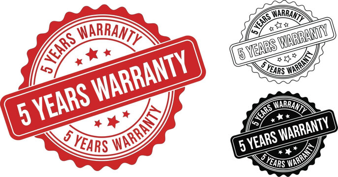 Product warranty seal vector design features five year guarantee assurance