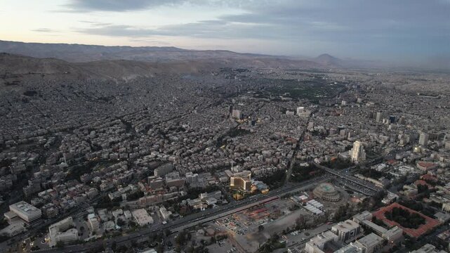 Aerial view of the capital Damascus after the fall of the Assad regime.