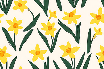 Daffodil Minimalist seamless pattern background vector